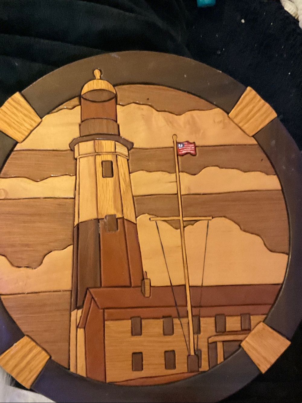 Handcrafted Lighthouse Wood Wall Art - Brown & Tan
